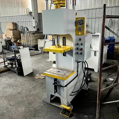 10-ton-single-column-hydraulic-press-right-side-view 10 ton single arm hydraulic press right side view, compact structure suitable for small metal forming and pressing operations