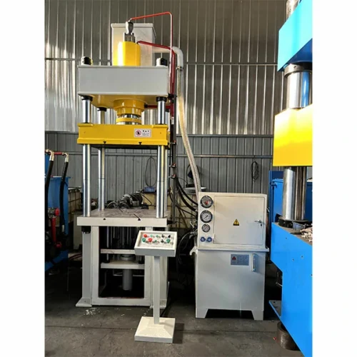 100-ton-three-beam-four-column-hydraulic-press-front-view 100 ton three beam four column hydraulic press with hydraulic cushion for metal sheet drawing, front view