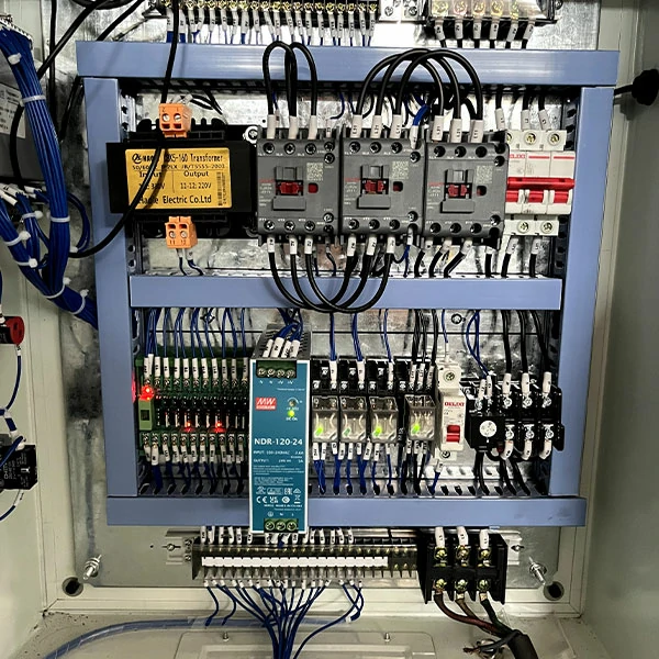hydraulic-press-electrical-cabinet-inside Electrical cabinet interior of 100 ton hydraulic punching press machine, stable power control system for industrial automation