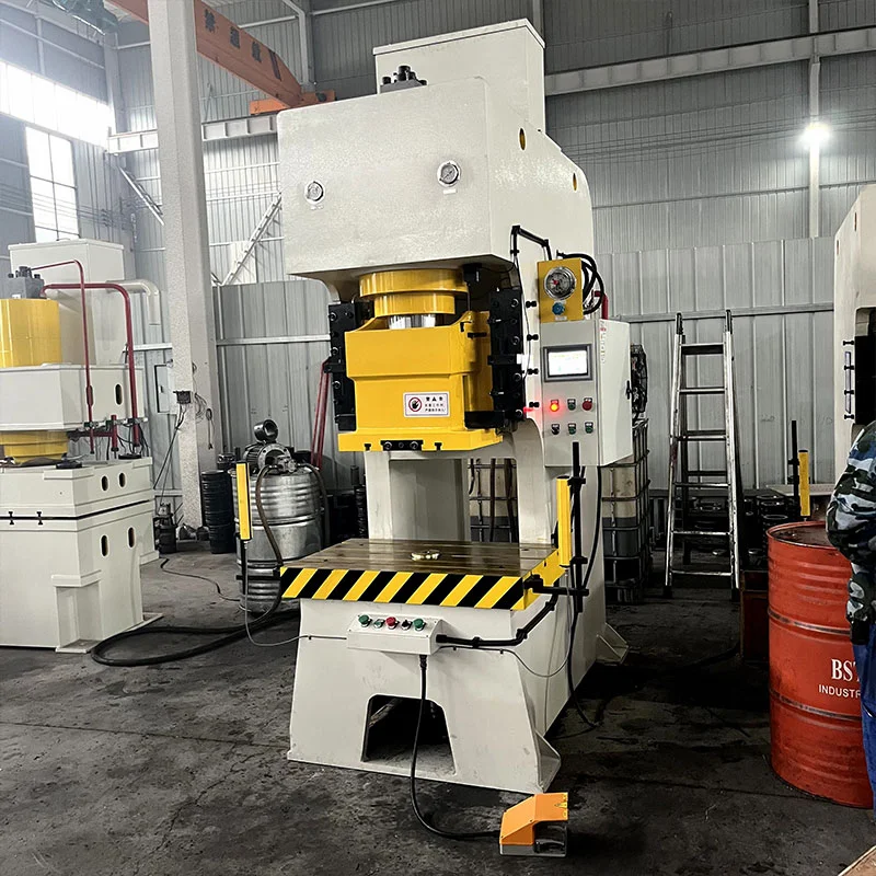 125 ton C-Frame hydraulic press front view with open die access