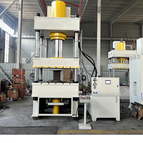 400-ton-four-column-hydraulic-press-front-view 400 ton four column hydraulic press with 1600x1600mm worktable and 100 ton hydraulic cushion front view