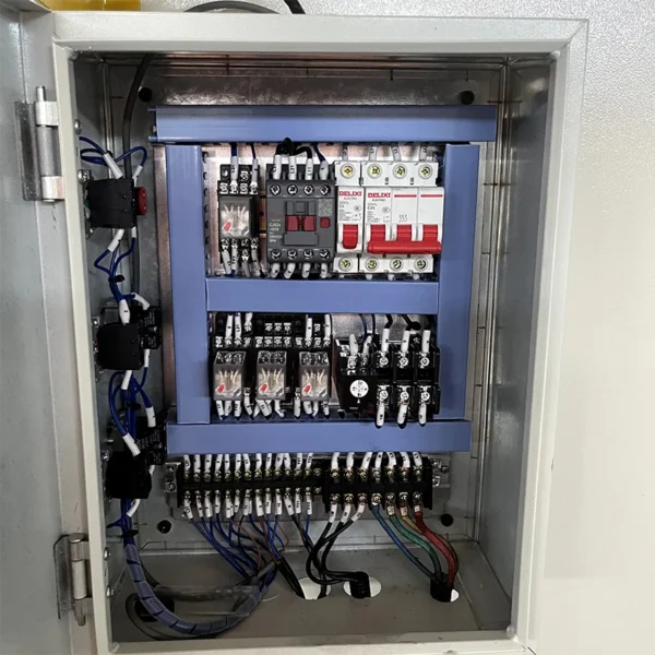 c-frame-hydraulic-press-machine-electrical-cabinet-inside Electrical cabinet of C frame hydraulic press machine with industrial control system