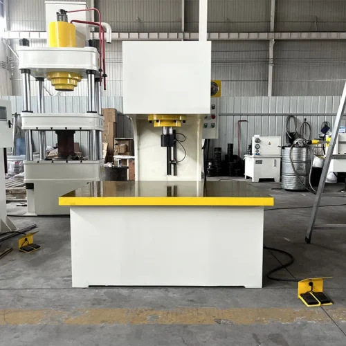 C frame hydraulic press machine front view for metal forming and stamping applications