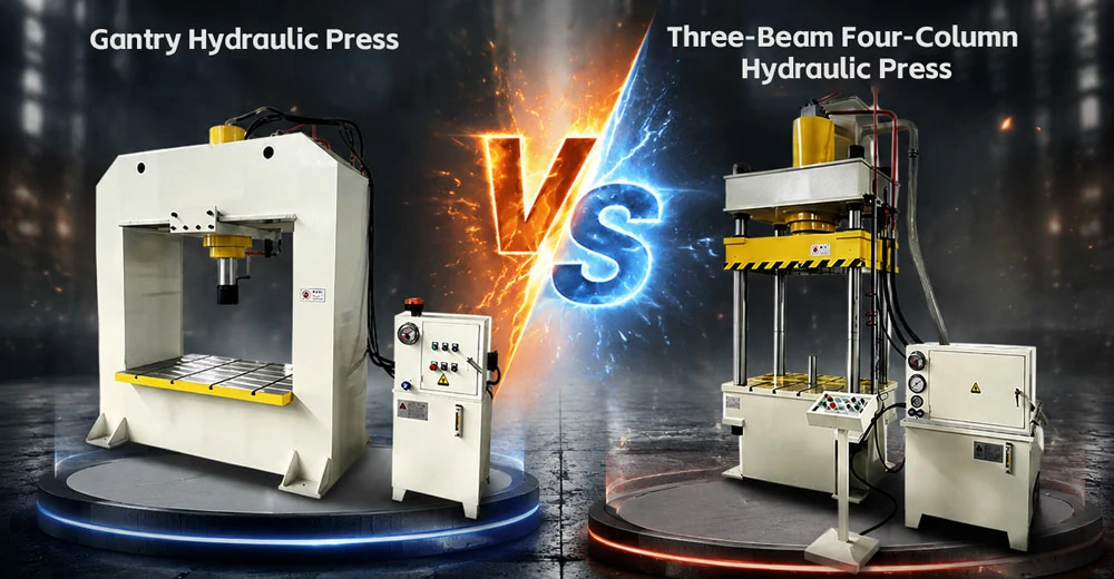 gantry vs four column press comparison for flange and beam leveling